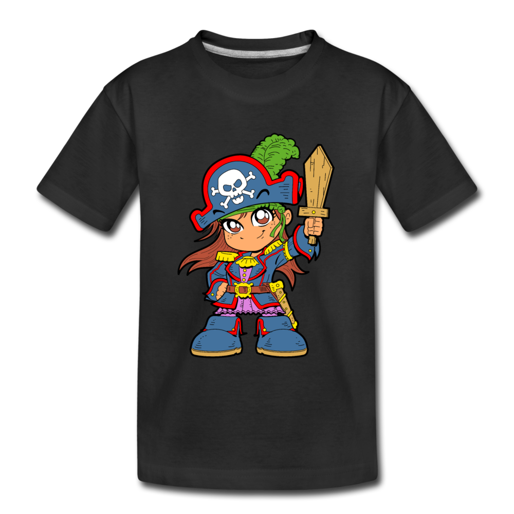Pirate Cartoon Kids T-Shirt - black