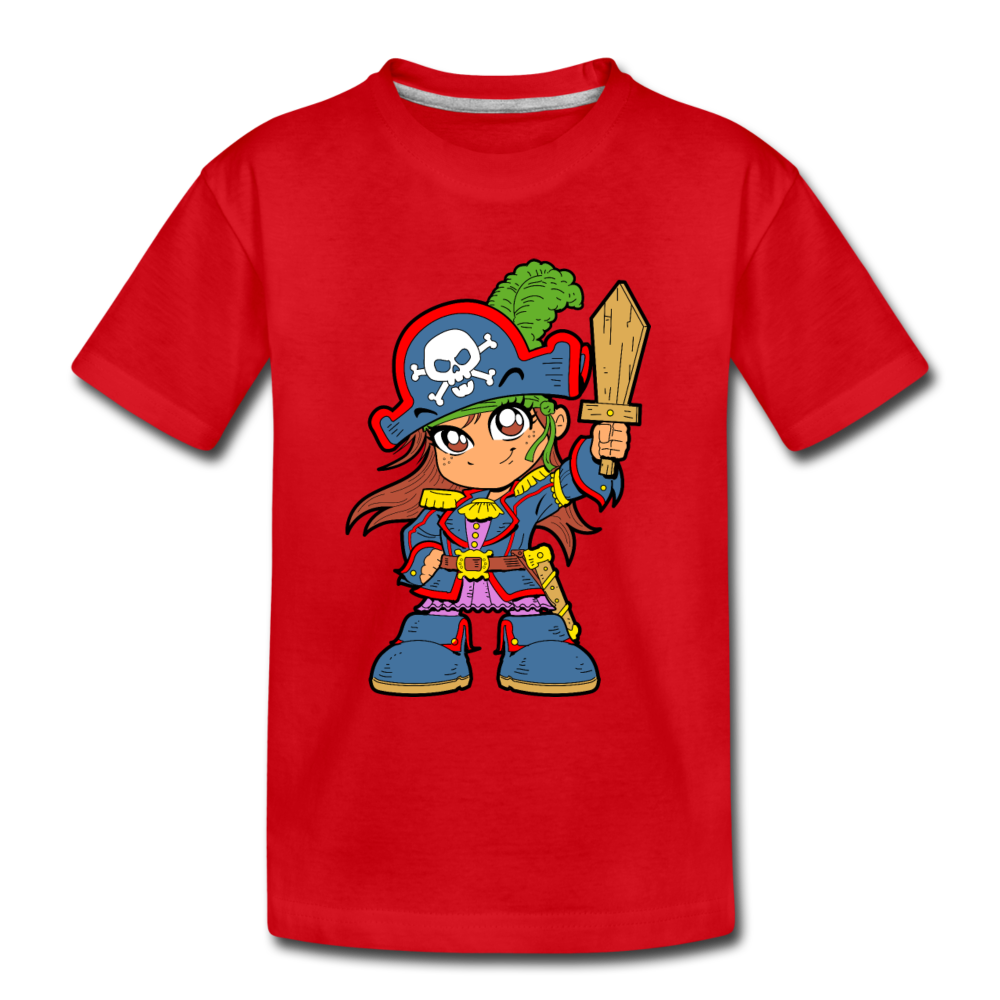 Pirate Cartoon Kids T-Shirt - red