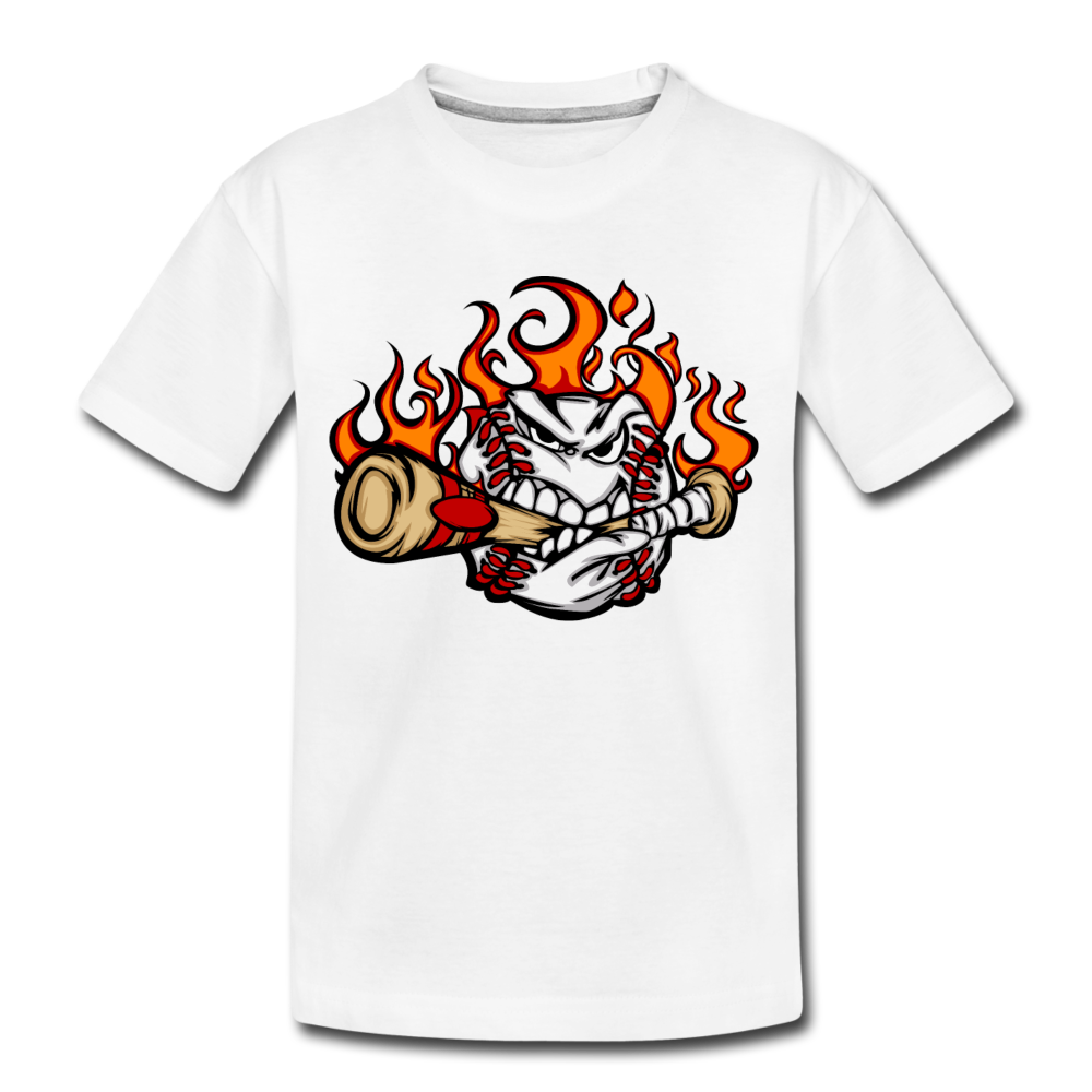 Baseball Biting Bat Kids T-Shirt - white