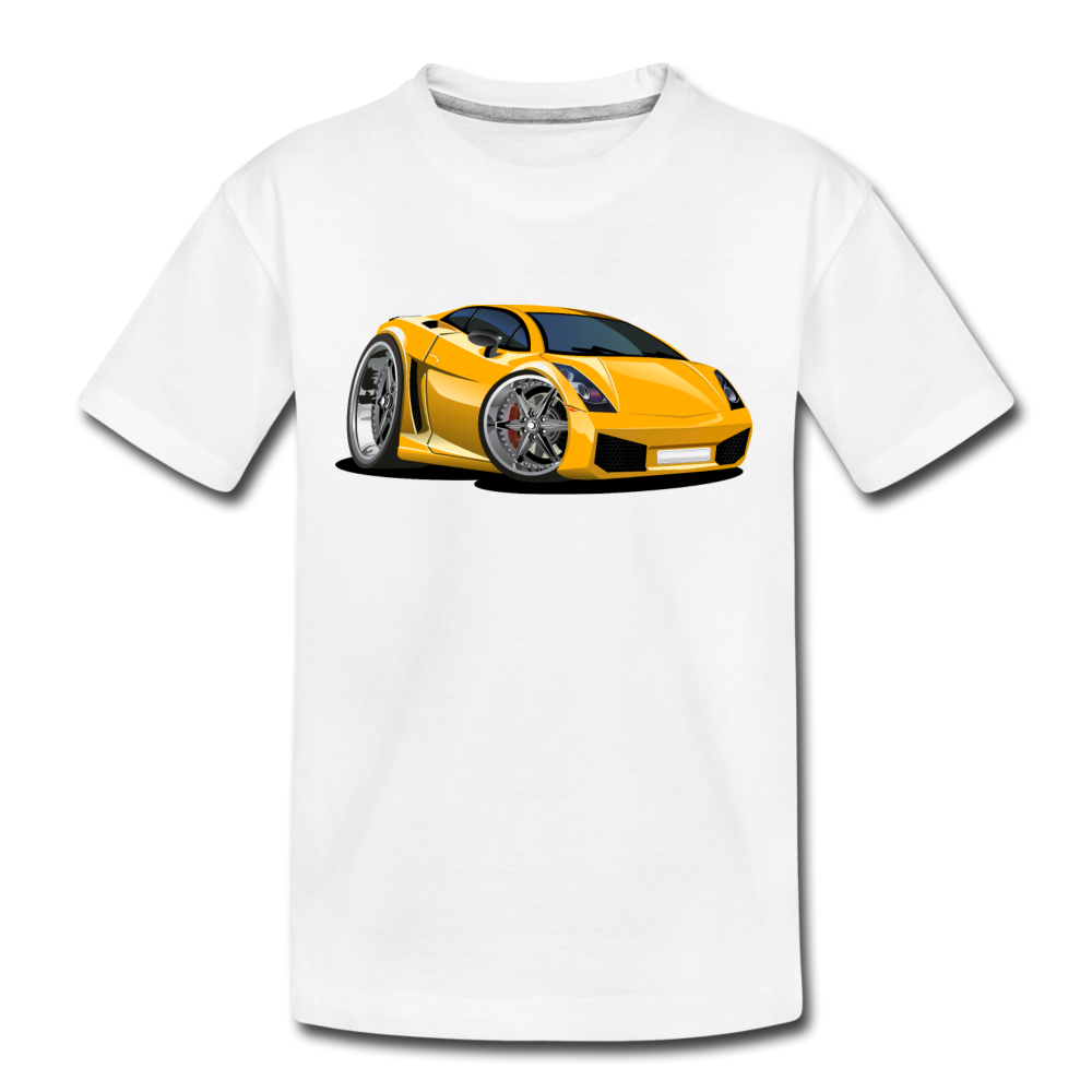 Yellow Sports Car Kids T-Shirt - white