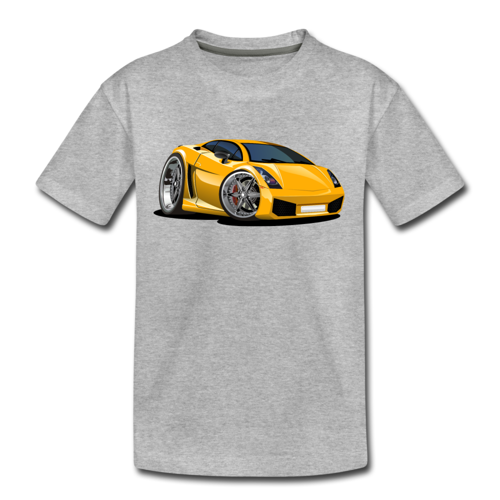 Yellow Sports Car Kids T-Shirt - heather gray