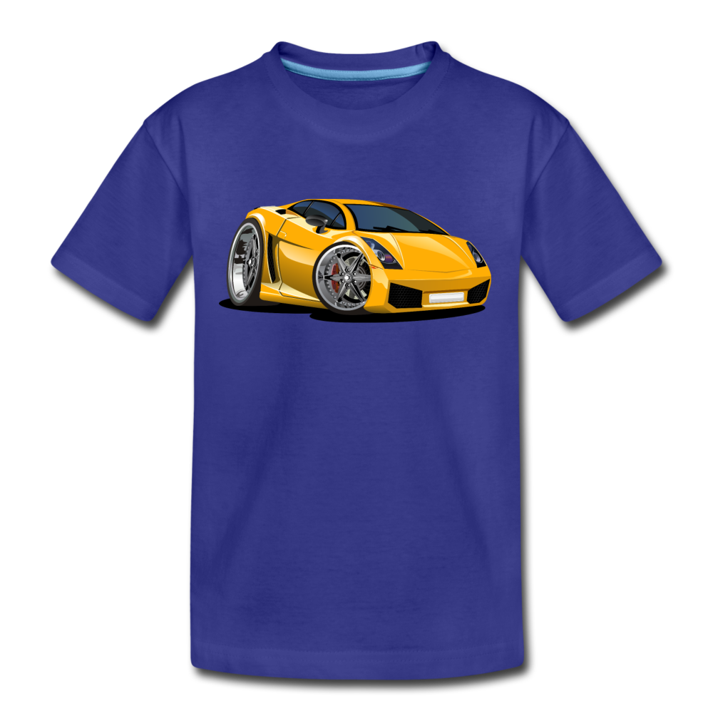 Yellow Sports Car Kids T-Shirt - royal blue