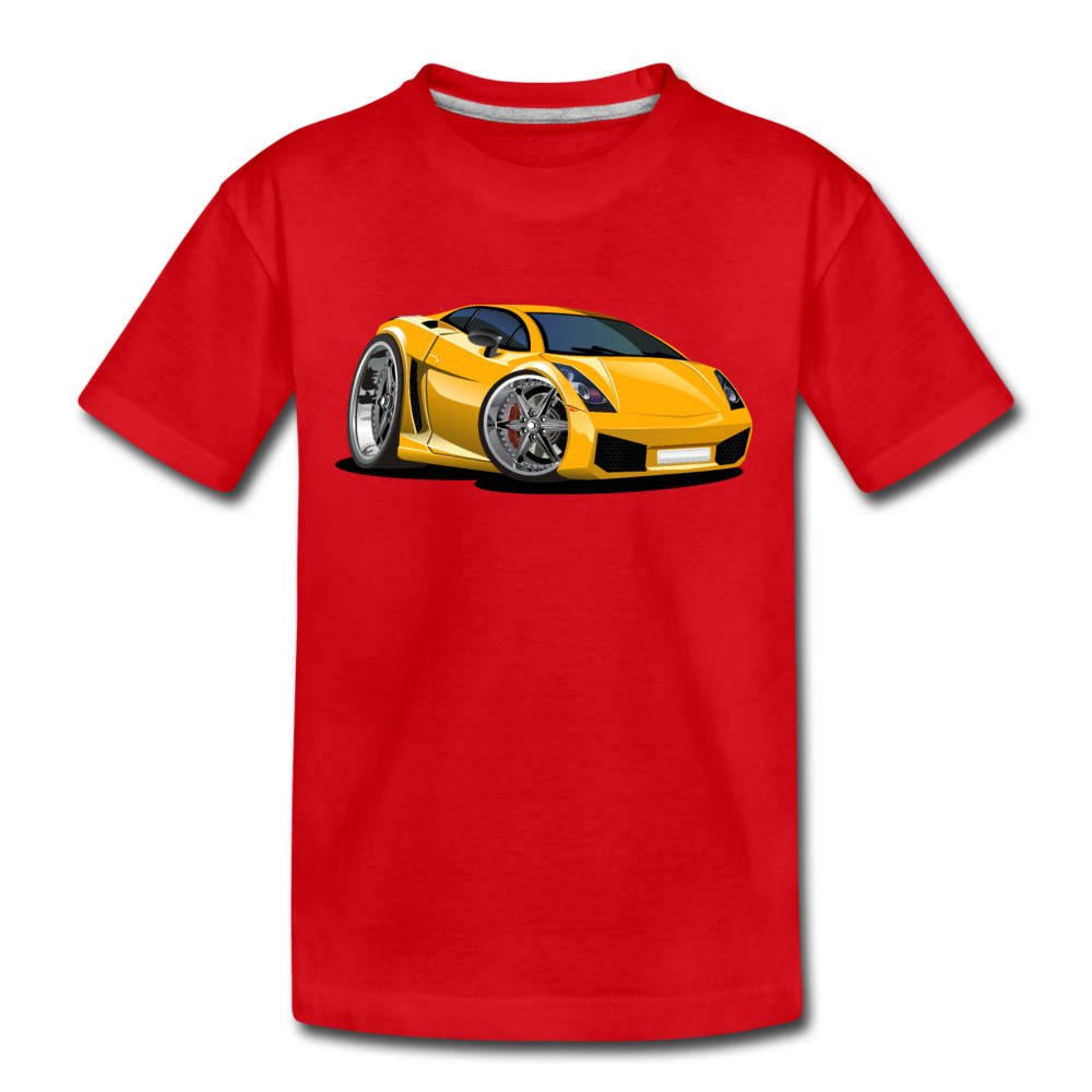 Yellow Sports Car Kids T-Shirt - red