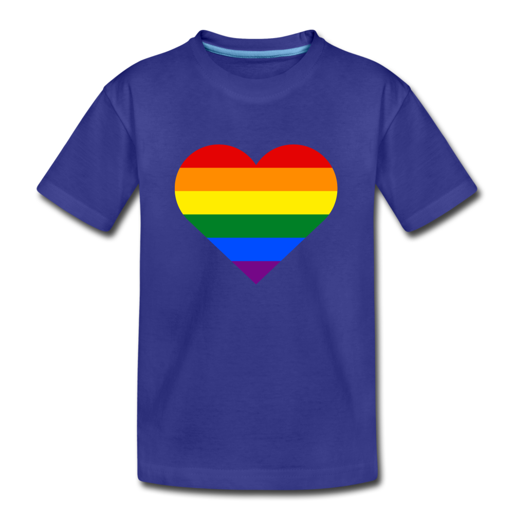 Rainbow Stripes Heart Kids T-Shirt - royal blue