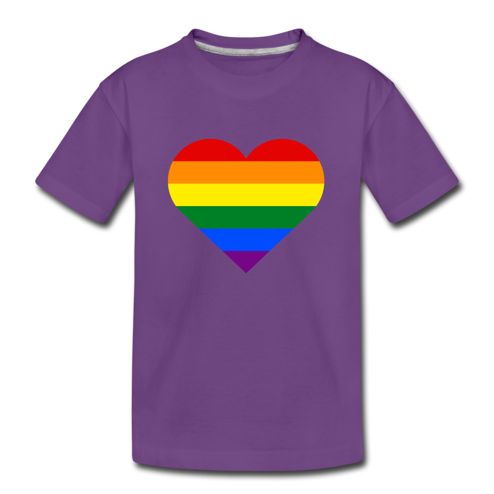 Rainbow Stripes Heart Kids T-Shirt - purple