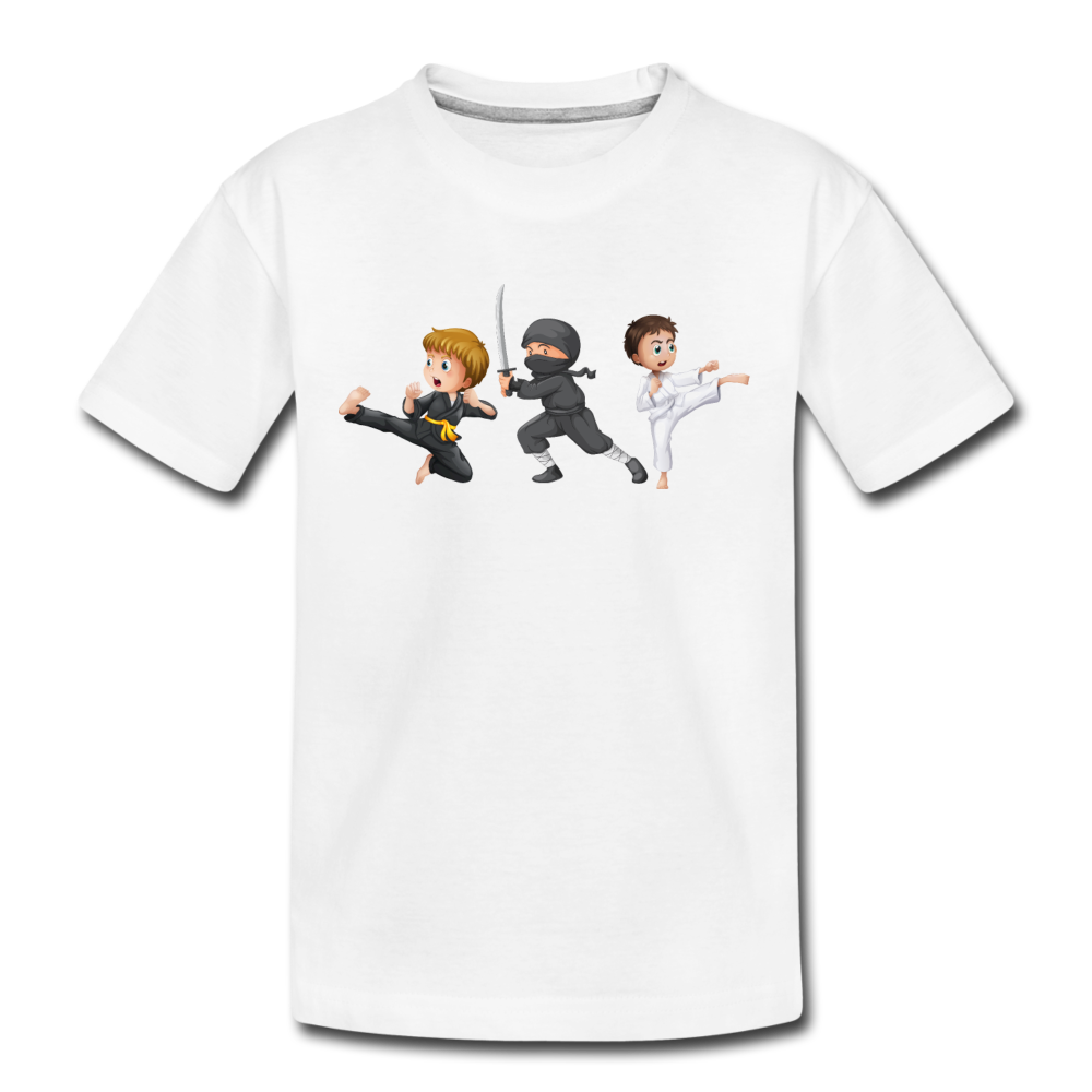 Martial Arts Cartoons Kids T-Shirt - white