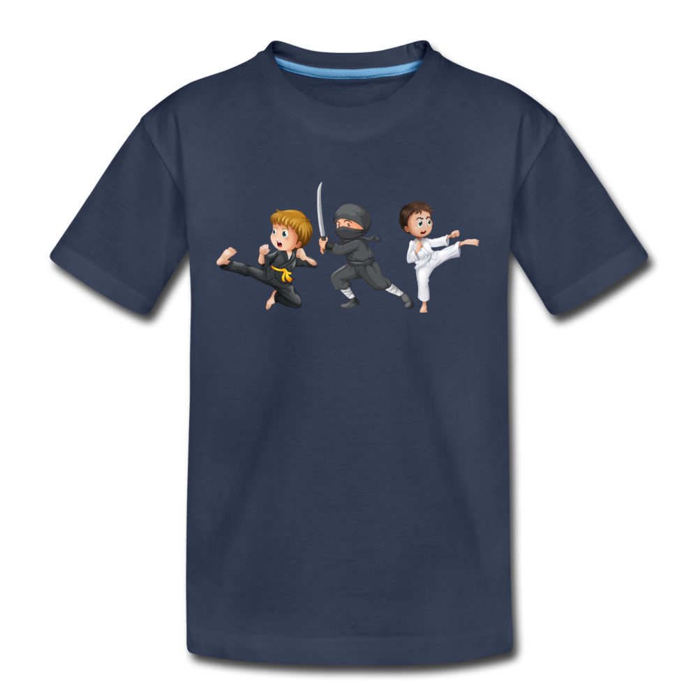 Martial Arts Cartoons Kids T-Shirt - navy