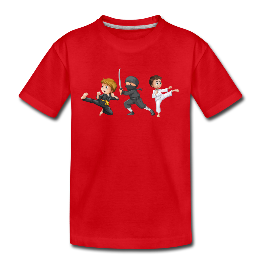 Martial Arts Cartoons Kids T-Shirt - red