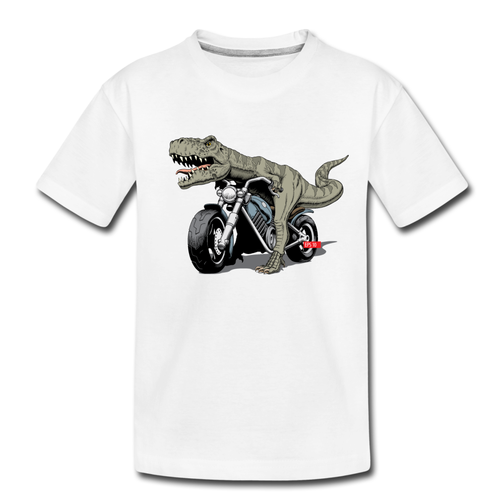 Dinosaur Motorcycle Kids T-Shirt - white