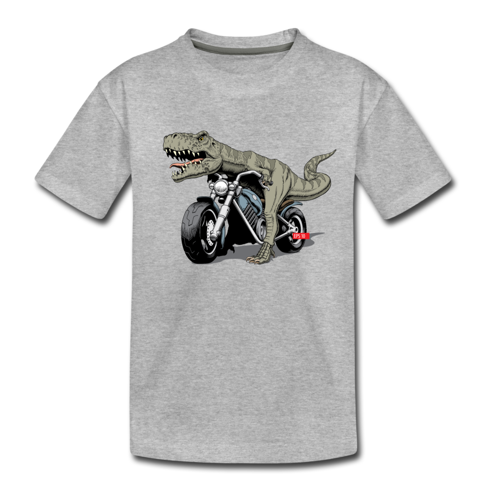 Dinosaur Motorcycle Kids T-Shirt - heather gray