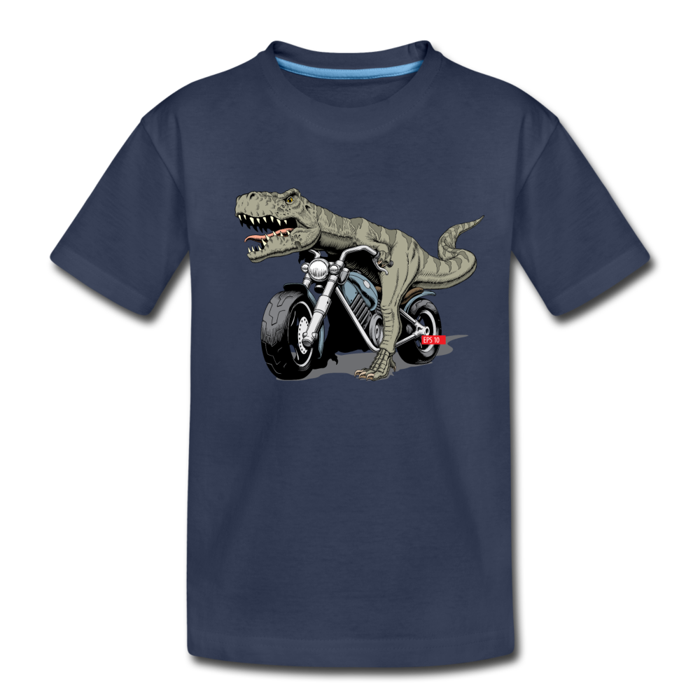 Dinosaur Motorcycle Kids T-Shirt - navy