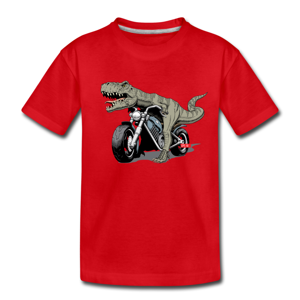 Dinosaur Motorcycle Kids T-Shirt - red