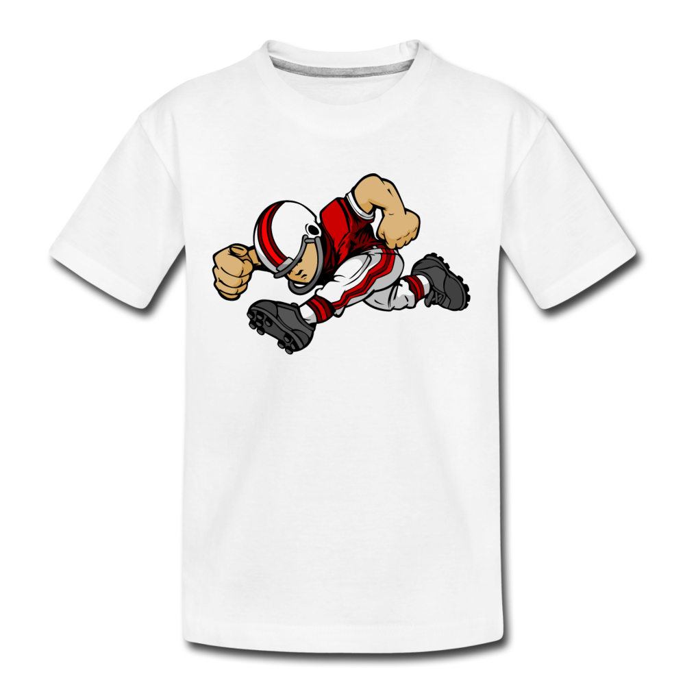 Football Player Cartoon Kids T-Shirt - white