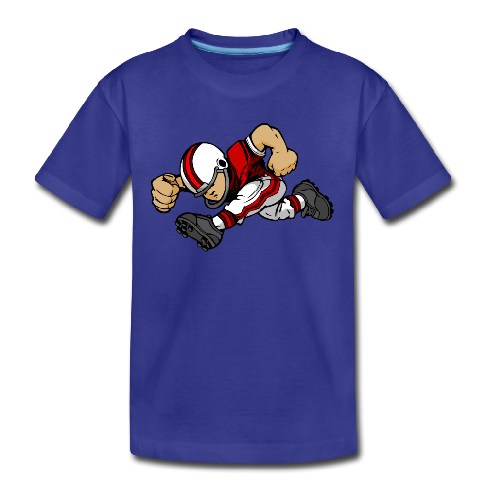 Football Player Cartoon Kids T-Shirt - royal blue