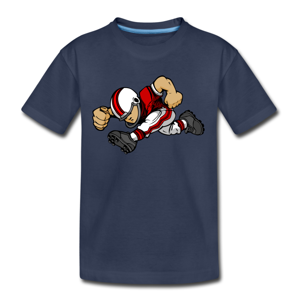 Football Player Cartoon Kids T-Shirt - navy