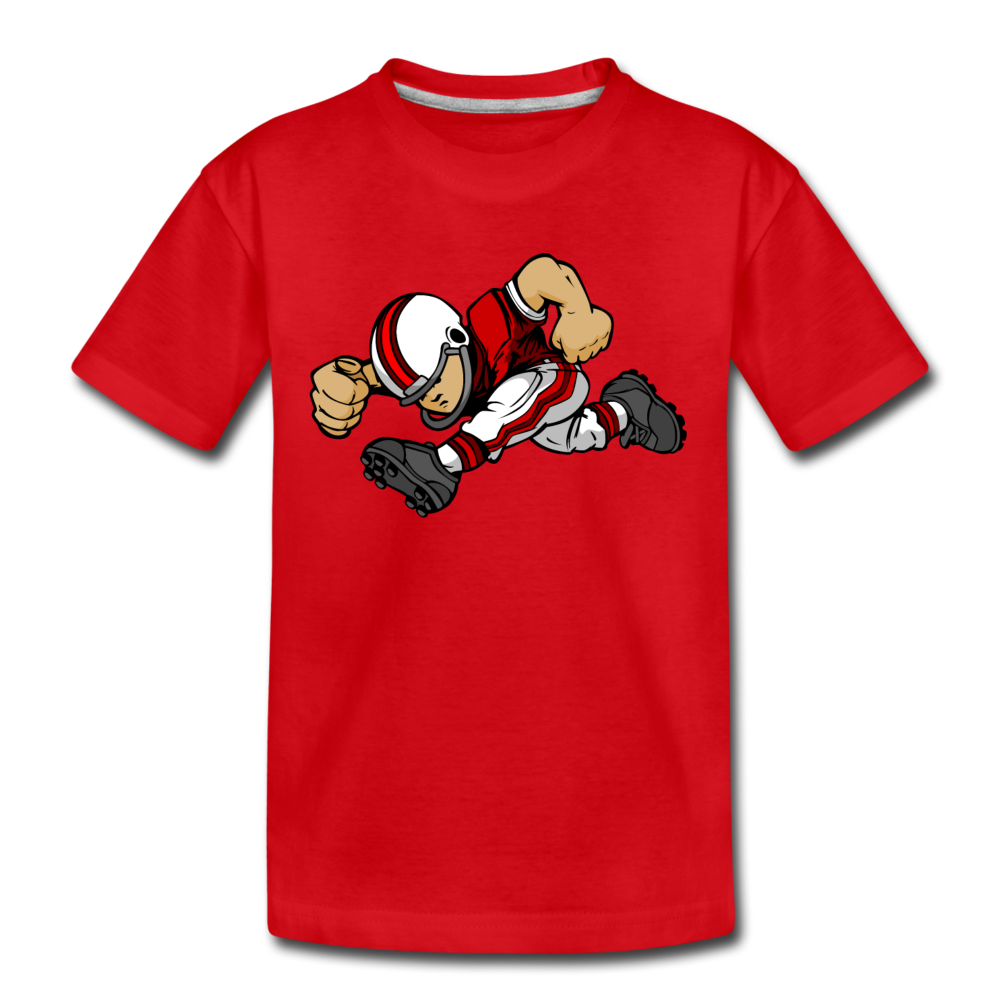 Football Player Cartoon Kids T-Shirt - red