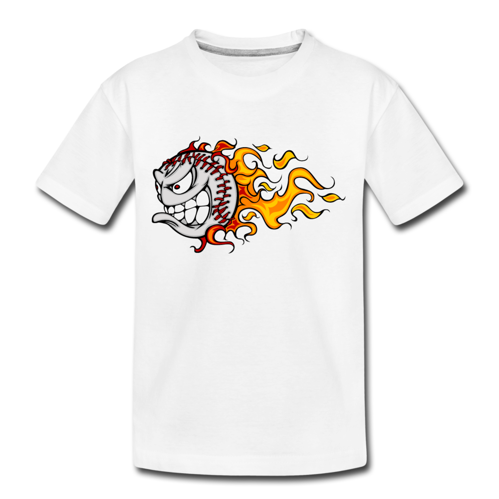 Fire Baseball Kids T-Shirt - white