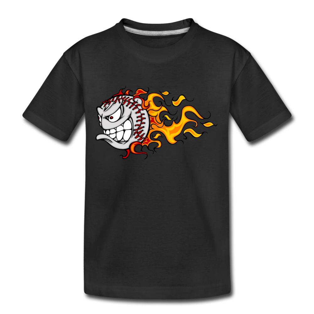 Fire Baseball Kids T-Shirt - black