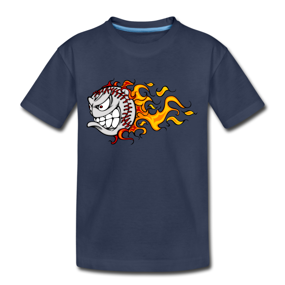 Fire Baseball Kids T-Shirt - navy