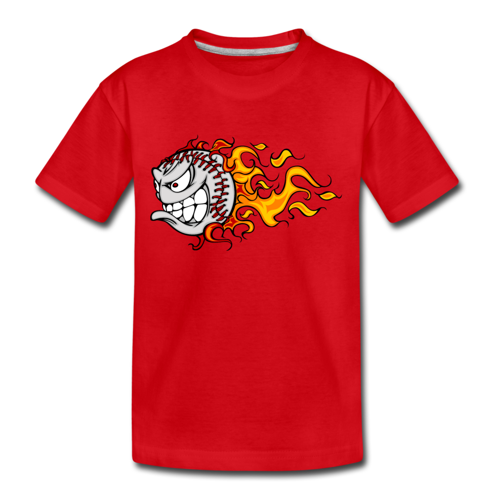 Fire Baseball Kids T-Shirt - red