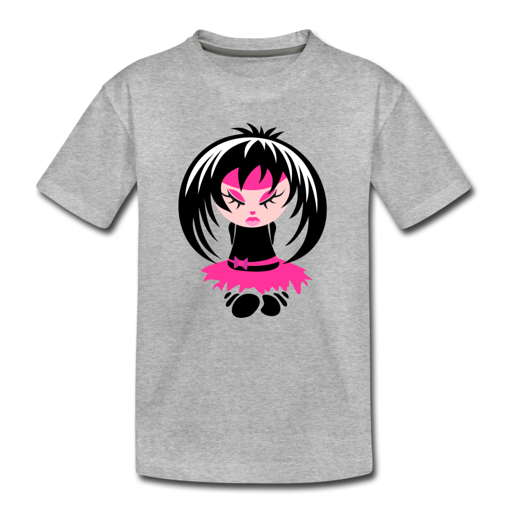 Cartoon Girl Kids T-Shirt - heather gray