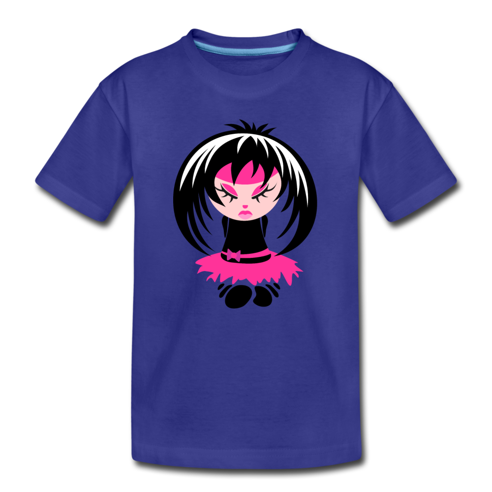 Cartoon Girl Kids T-Shirt - royal blue