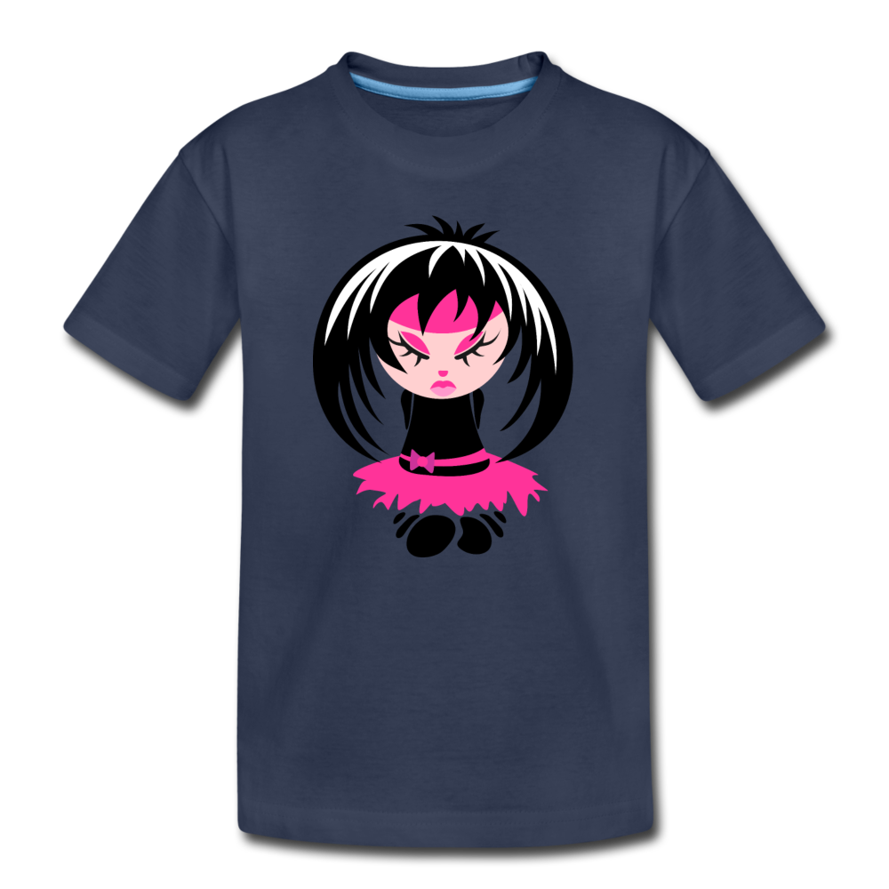 Cartoon Girl Kids T-Shirt - navy