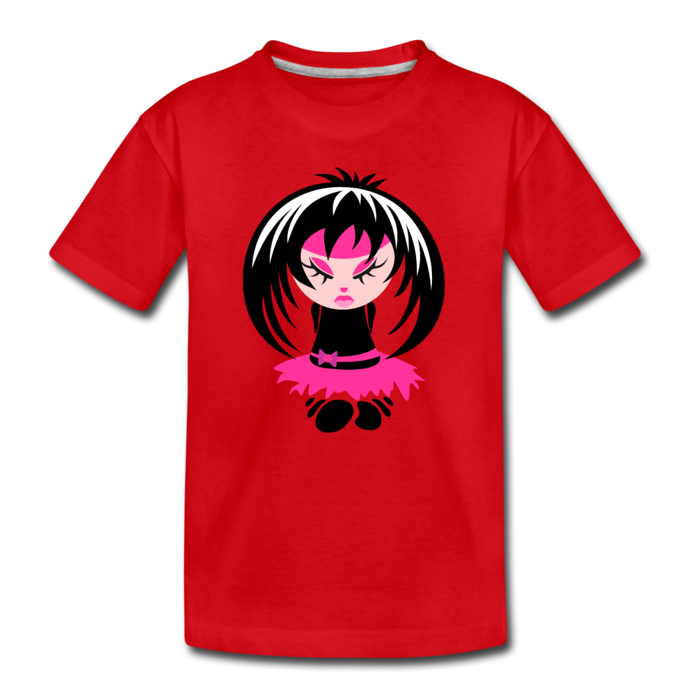 Cartoon Girl Kids T-Shirt - red