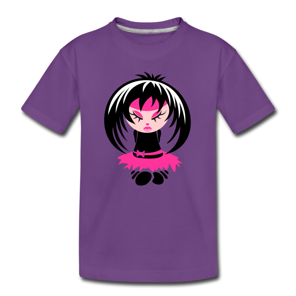 Cartoon Girl Kids T-Shirt - purple