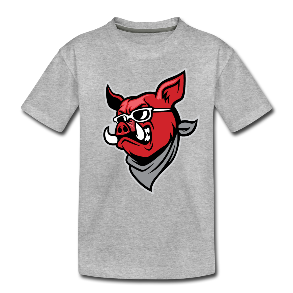 Boar Cartoon Kids T-Shirt - heather gray