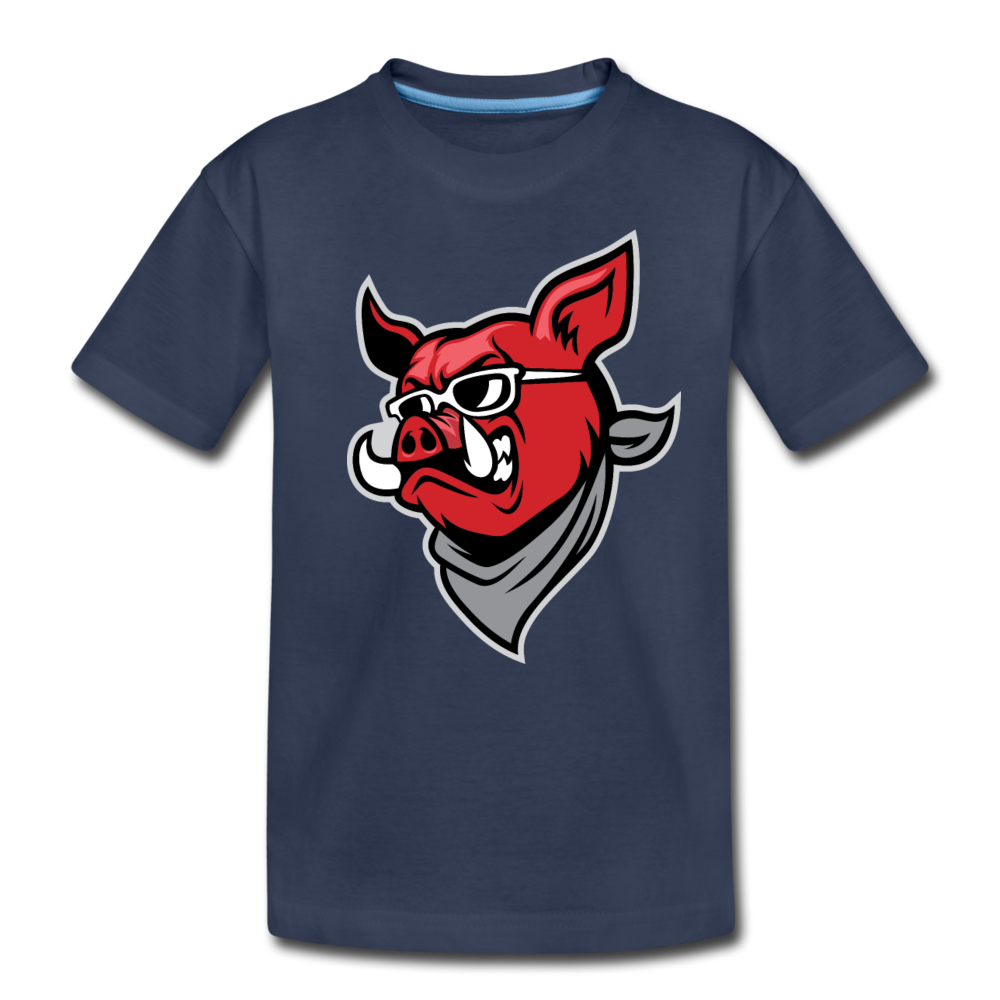 Boar Cartoon Kids T-Shirt - navy