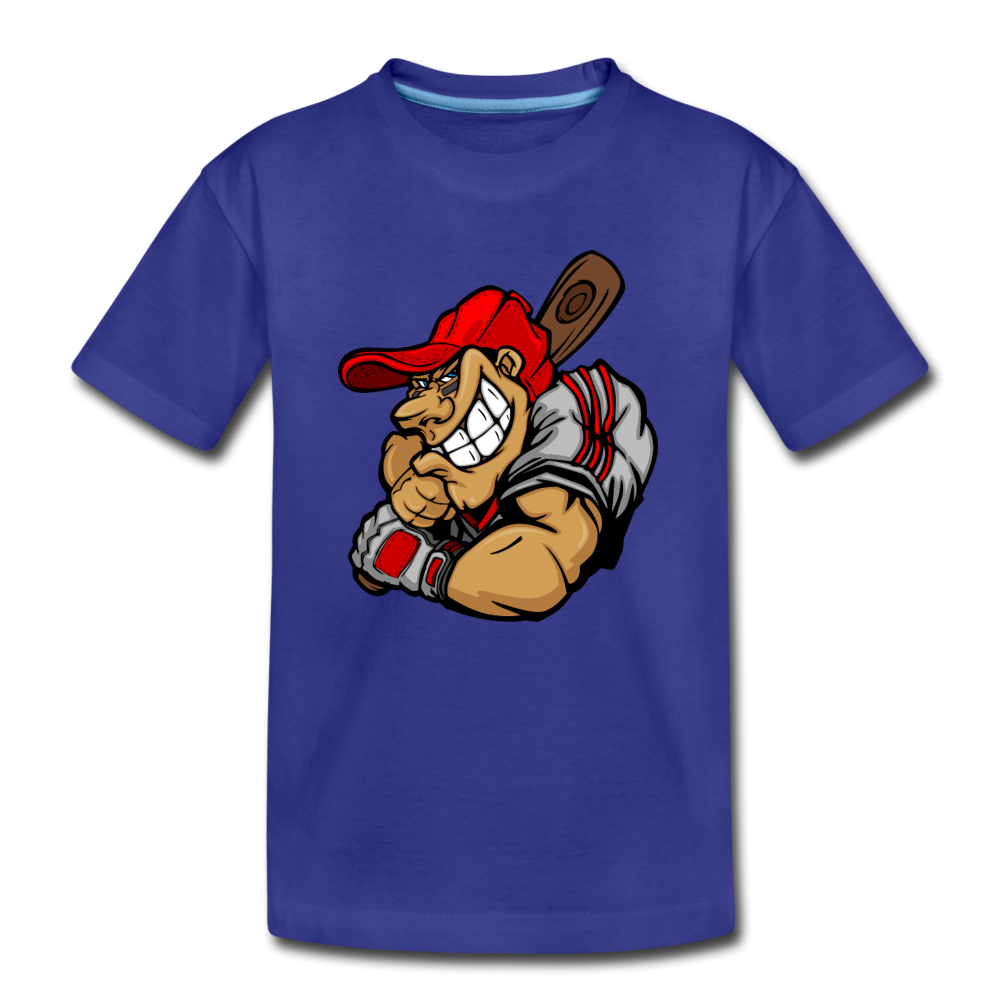 Baseball Player Cartoon Kids T-Shirt - royal blue