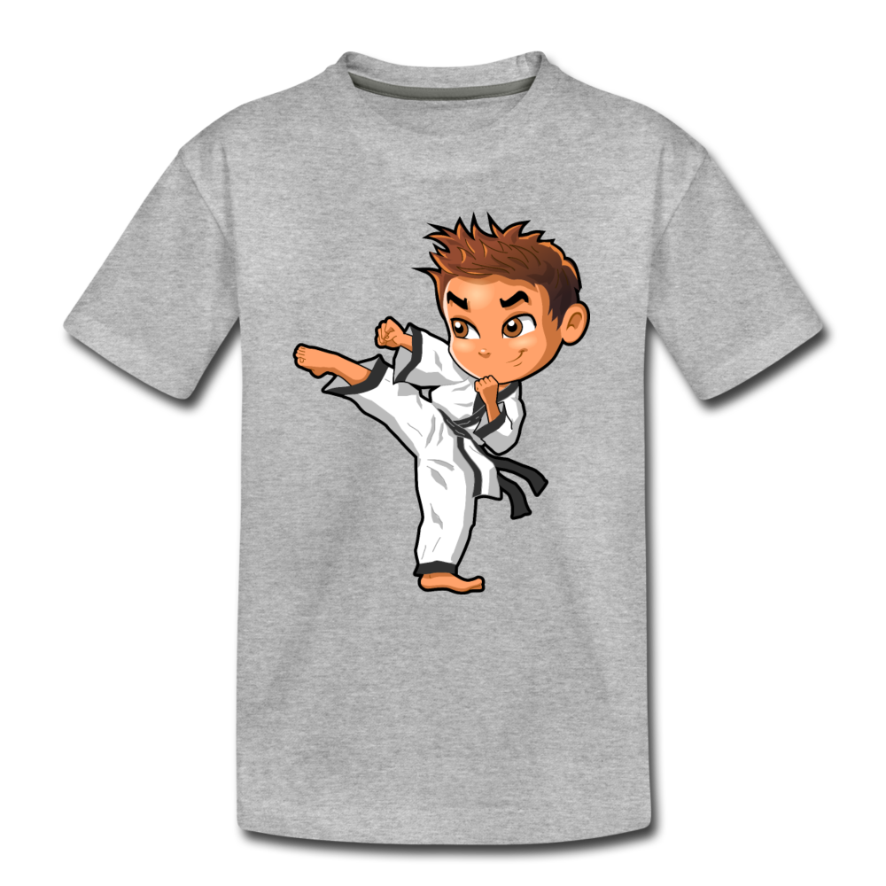 Karate Cartoon Kids T-Shirt - heather gray