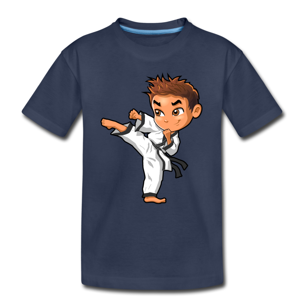 Karate Cartoon Kids T-Shirt - navy