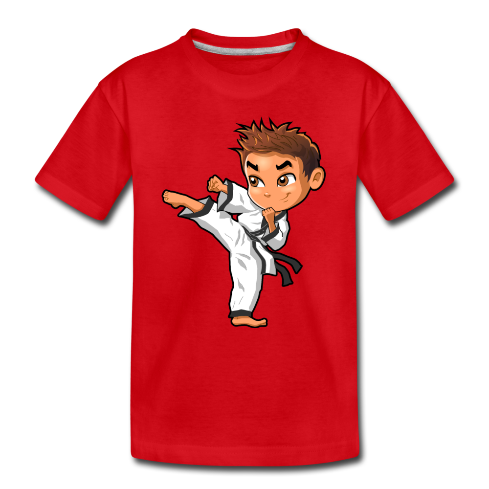 Karate Cartoon Kids T-Shirt - red