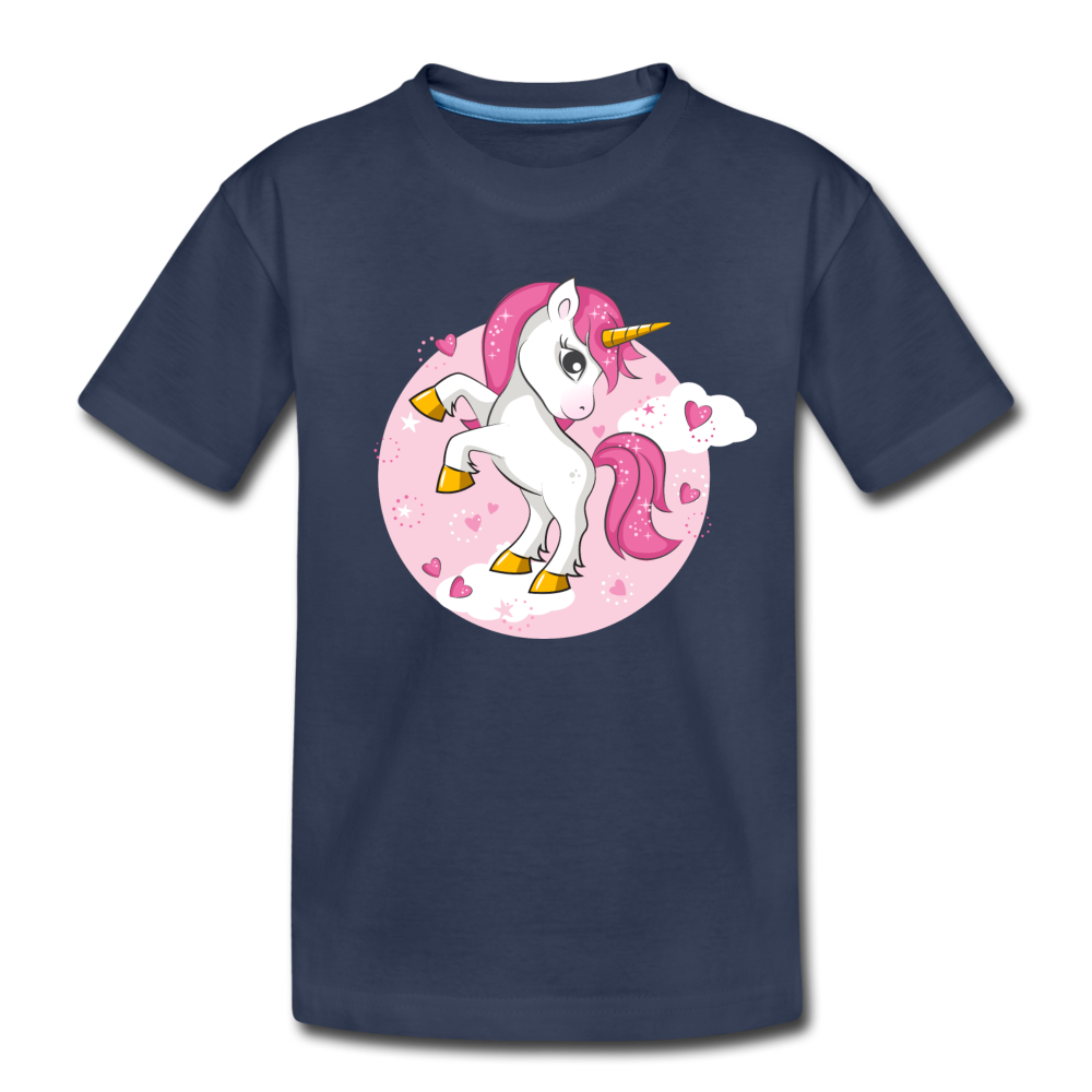 Unicorn Cartoon Kids T-Shirt - navy