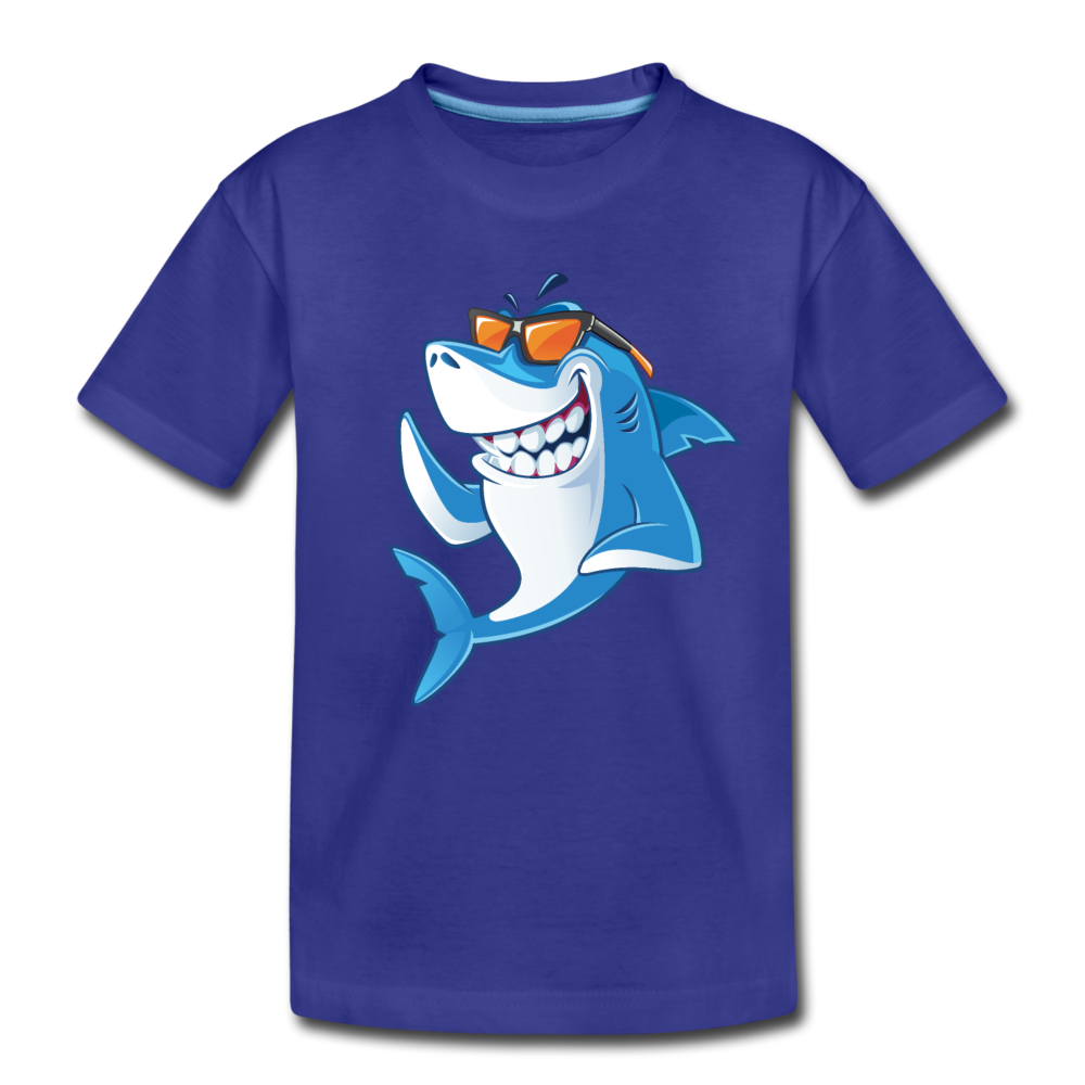 Cool Shark Cartoon Kids T-Shirt - royal blue