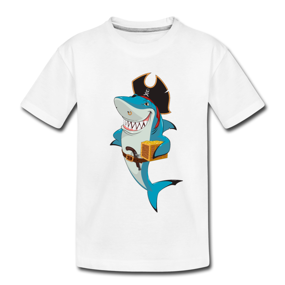 Shark Pirate Cartoon Kids T-Shirt - white