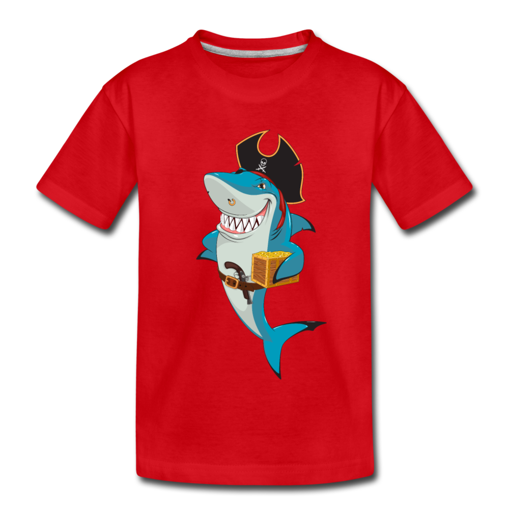 Shark Pirate Cartoon Kids T-Shirt - red
