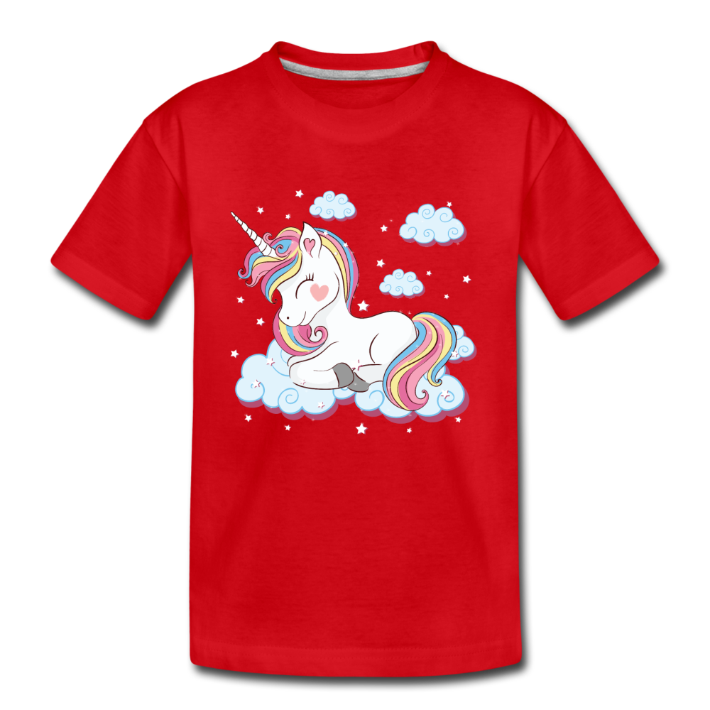 Unicorn Clouds Kids T-Shirt - red