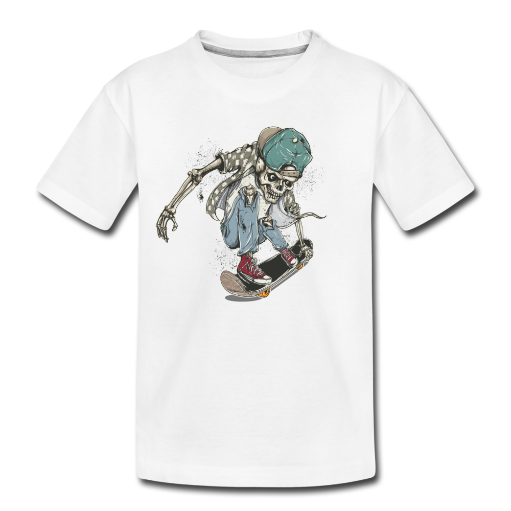 Skeleton Skater Kids T-Shirt - white