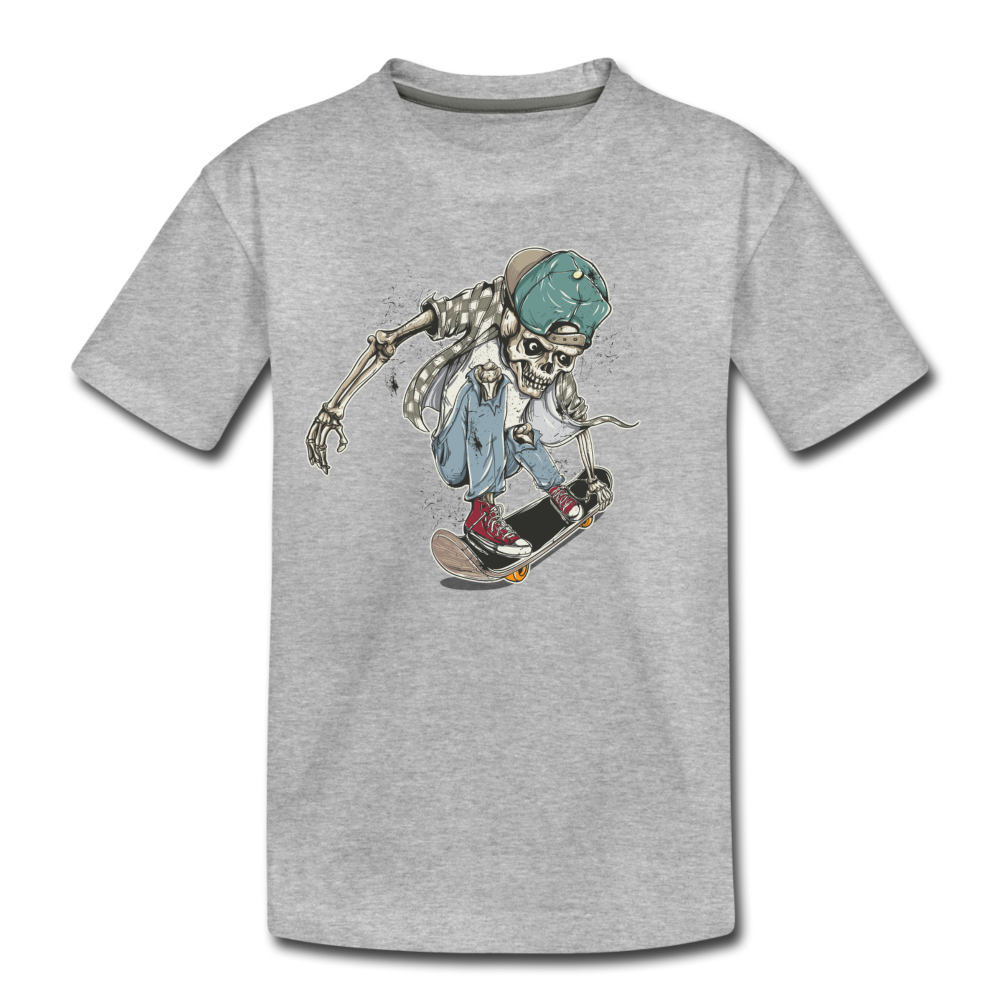Skeleton Skater Kids T-Shirt - heather gray