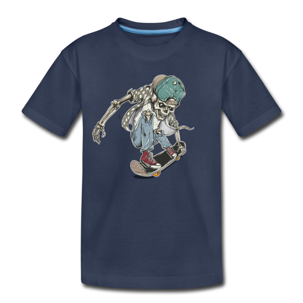 Skeleton Skater Kids T-Shirt - navy