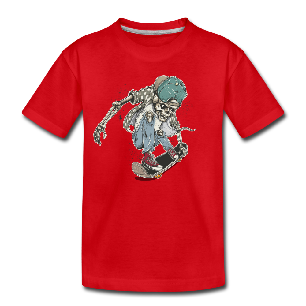 Skeleton Skater Kids T-Shirt - red