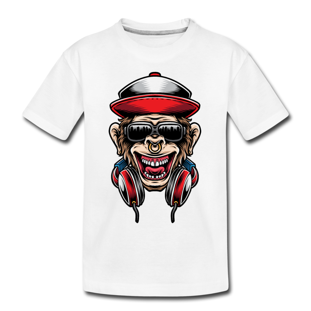 Monkey Headphones Kids T-Shirt - white