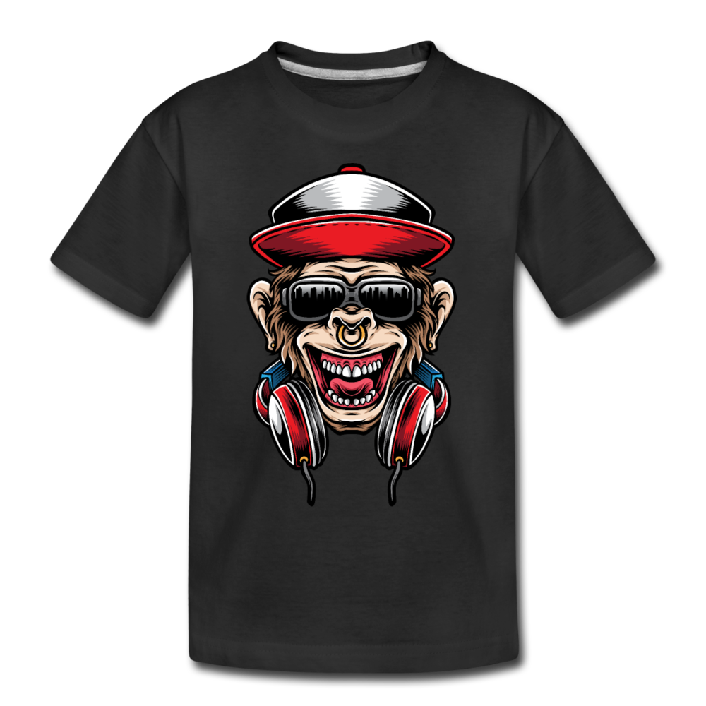 Monkey Headphones Kids T-Shirt - black