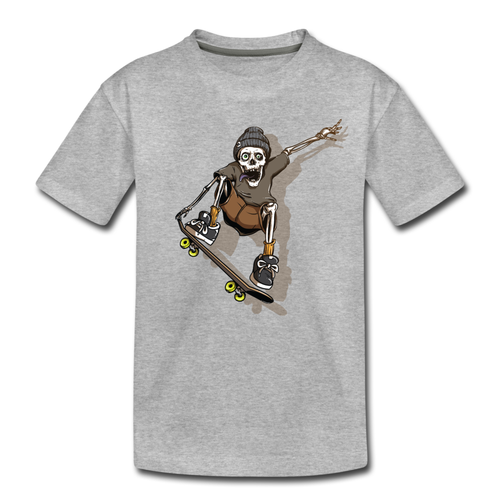 Skeleton Skater Kids T-Shirt - heather gray
