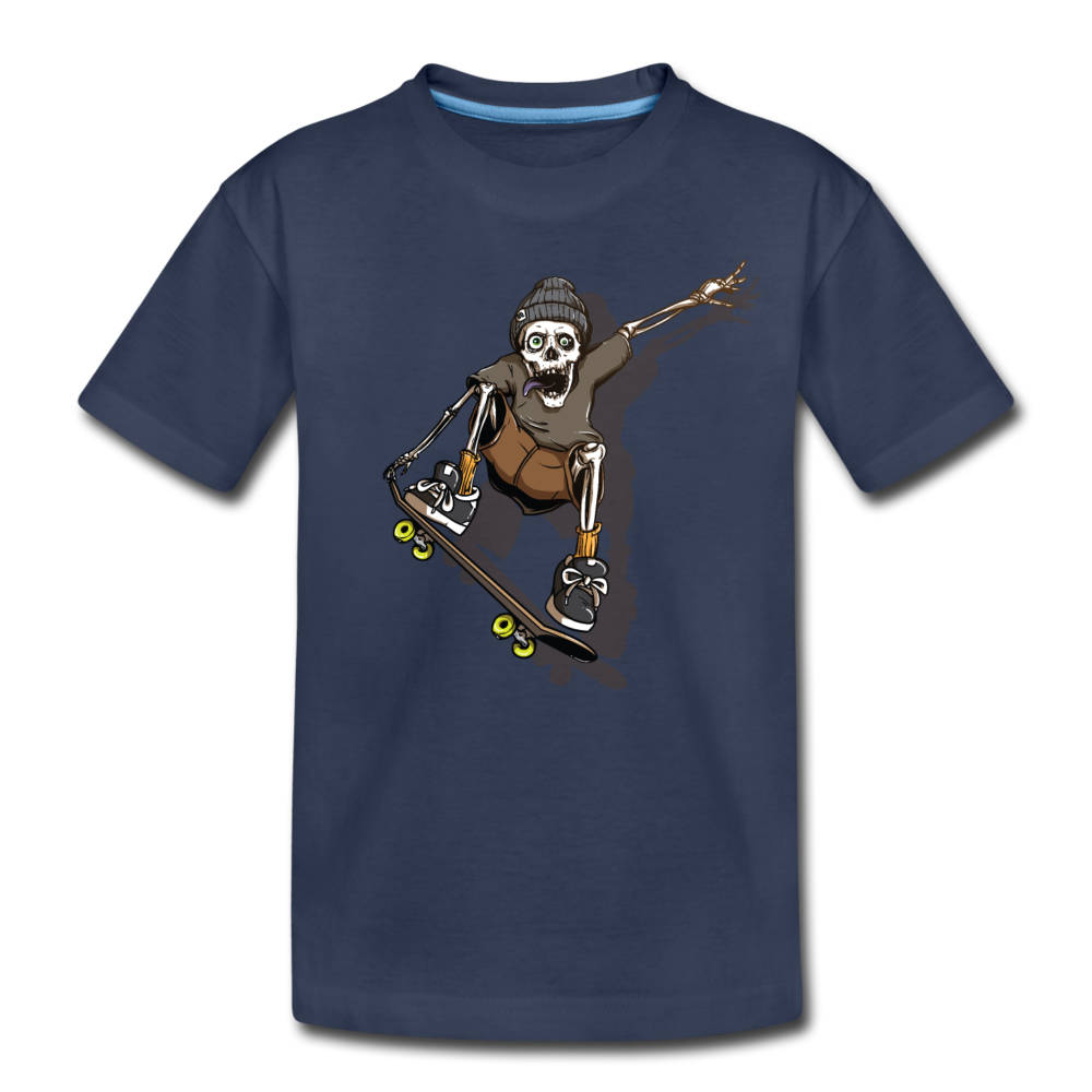 Skeleton Skater Kids T-Shirt - navy