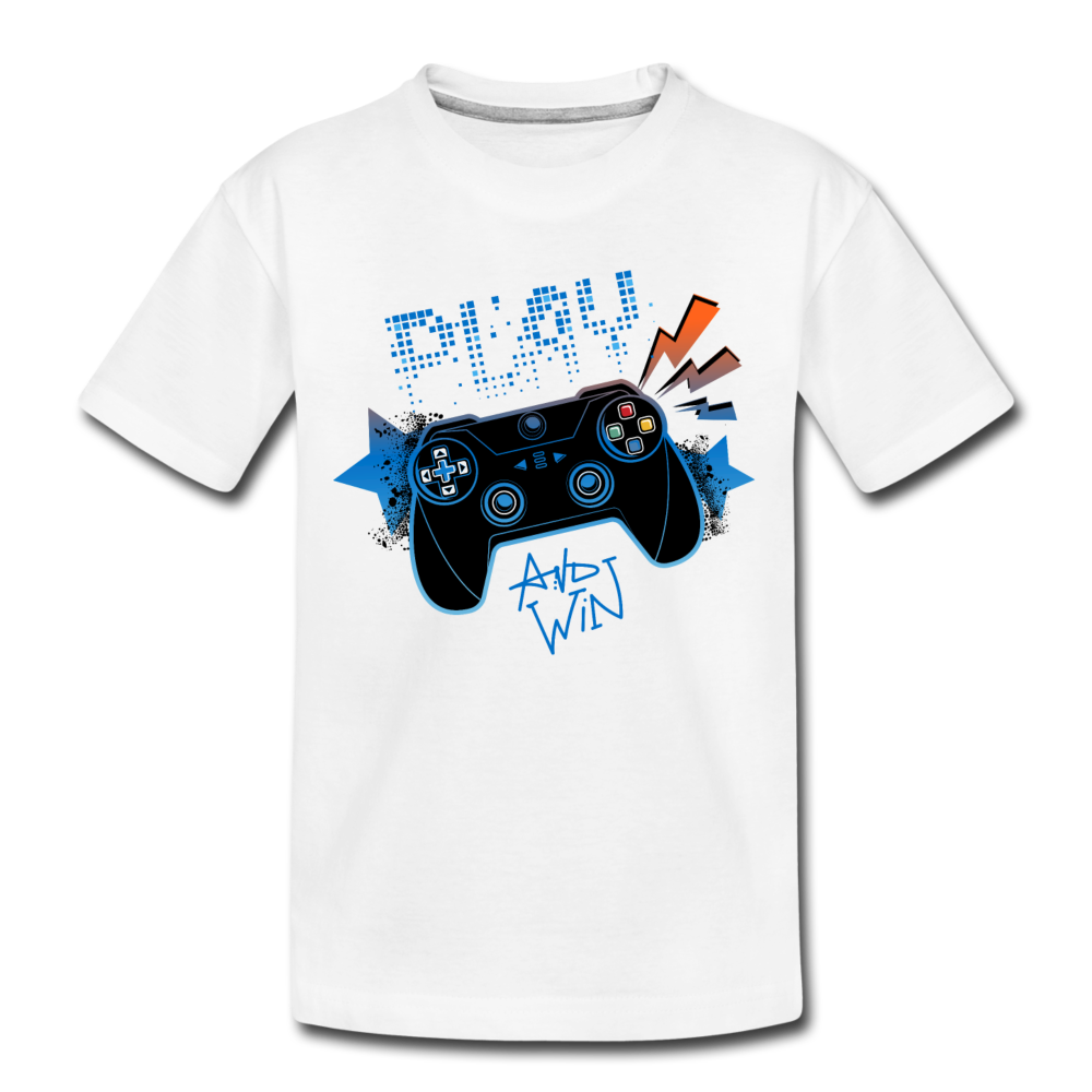 Play and Win Gamer Kids T-Shirt - white