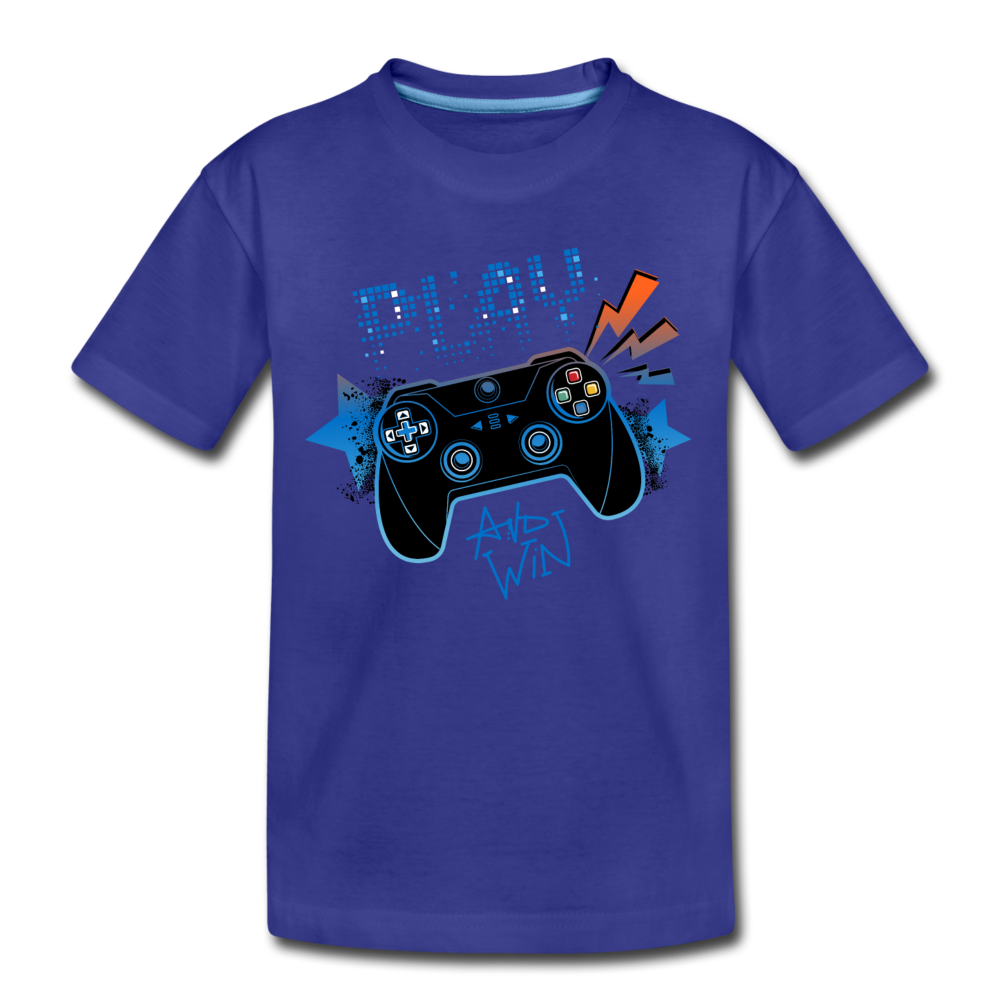 Play and Win Gamer Kids T-Shirt - royal blue
